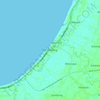Panimbang topographic map, elevation, terrain