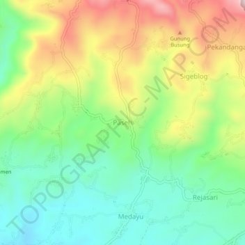 Paseh topographic map, elevation, terrain