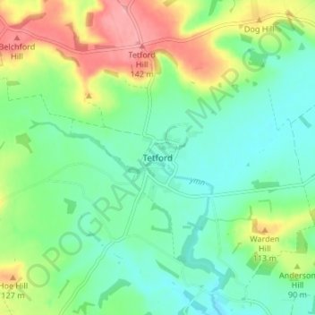 Tetford topographic map, elevation, terrain