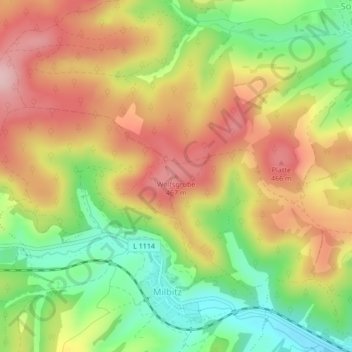 Wolfsgrube topographic map, elevation, terrain