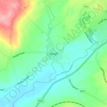 Doagh topographic map, elevation, terrain