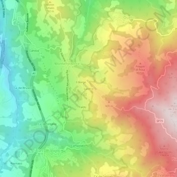 Lucchio topographic map, elevation, terrain