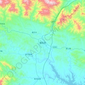Nanzhao topographic map, elevation, terrain