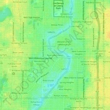 Riverside Estates topographic map, elevation, terrain