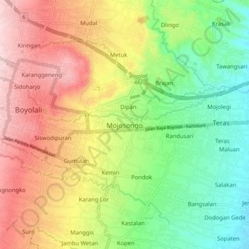 Mojosongo topographic map, elevation, terrain