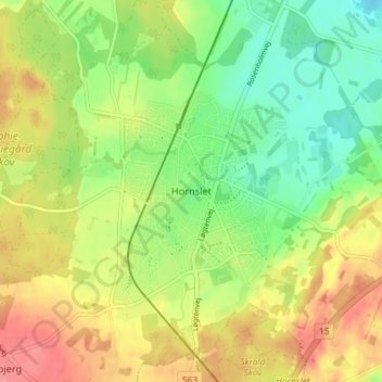 Hornslet topographic map, elevation, terrain