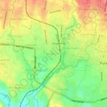 Bantarsoka topographic map, elevation, terrain