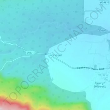 Sadivayal topographic map, elevation, terrain