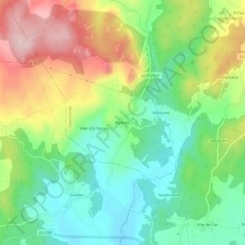 Barredo topographic map, elevation, terrain