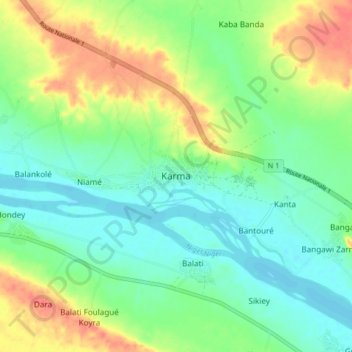 Karma topographic map, elevation, terrain