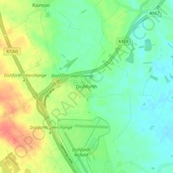 Dishforth topographic map, elevation, terrain