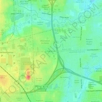 Oak Grove topographic map, elevation, terrain