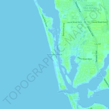 Nokomis Beach topographic map, elevation, terrain