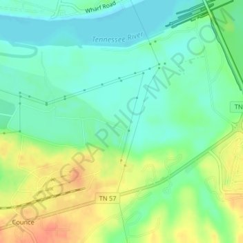 Tennessee River Pulp and Paper Company East Dam topographic map, elevation, terrain