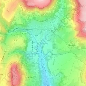 Lieu dit Maraine topographic map, elevation, terrain