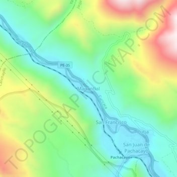 Manantial topographic map, elevation, terrain
