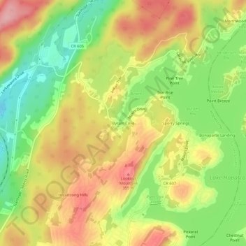 Byram Cove topographic map, elevation, terrain