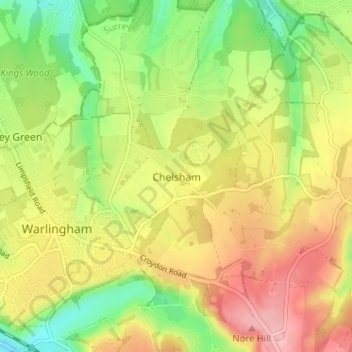 Chelsham topographic map, elevation, terrain