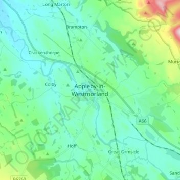 Appleby-in-Westmorland topographic map, elevation, terrain