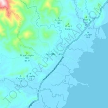 Roseller Lim topographic map, elevation, terrain