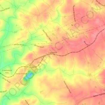 Campbell topographic map, elevation, terrain