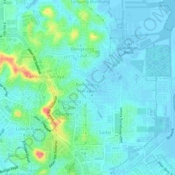 Bengkong Harapan topographic map, elevation, terrain