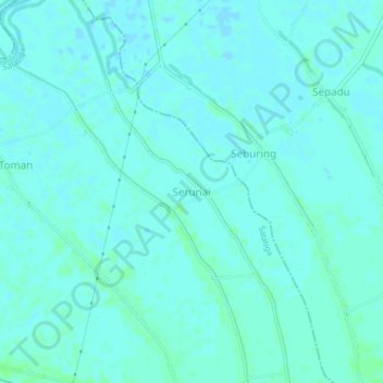 Serunai topographic map, elevation, terrain