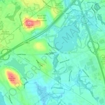 Haggetts topographic map, elevation, terrain