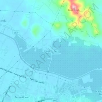Parit Buloh topographic map, elevation, terrain