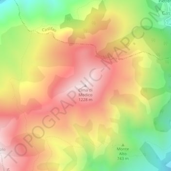 Cima di Modico topographic map, elevation, terrain