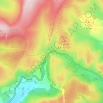 Eisteddfa Gurig topographic map, elevation, terrain