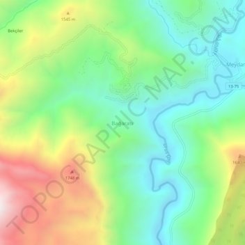 Bağarası topographic map, elevation, terrain