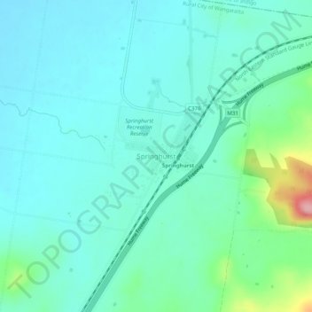 Springhurst topographic map, elevation, terrain