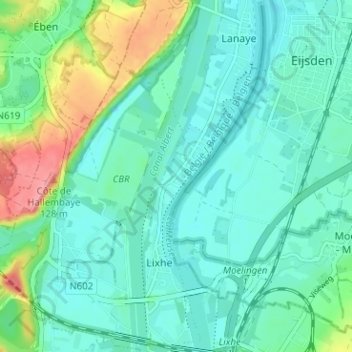 Nivelle topographic map, elevation, terrain