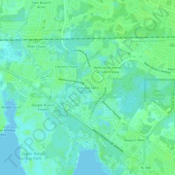 Oldsmar Farm topographic map, elevation, terrain