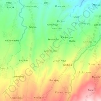 Wonosobo topographic map, elevation, terrain