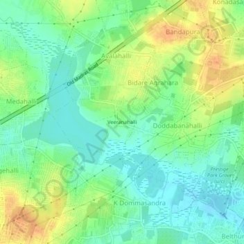 Veeranahalli topographic map, elevation, terrain