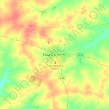 Fada N'Gourma topographic map, elevation, terrain