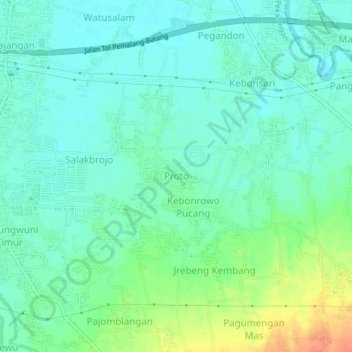 Proto topographic map, elevation, terrain