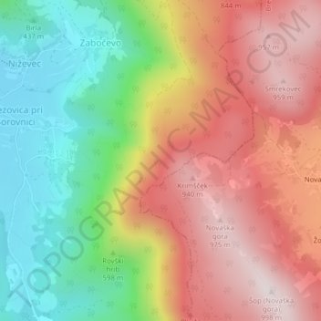 Razgledna točka nad Vihrovico topographic map, elevation, terrain