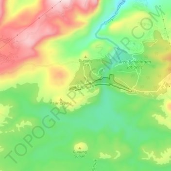 Pajagan topographic map, elevation, terrain