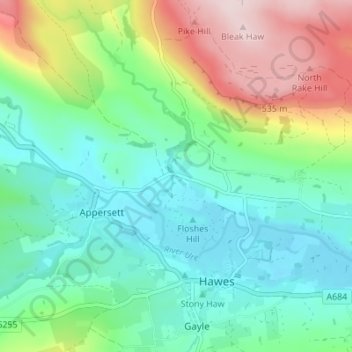 Hardraw topographic map, elevation, terrain