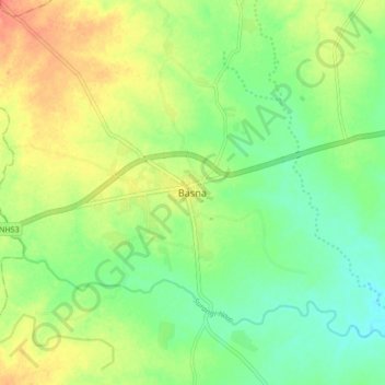 Basna topographic map, elevation, terrain