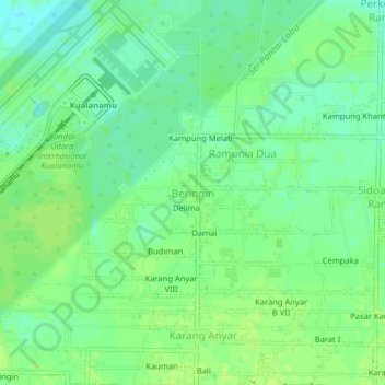 Beringin topographic map, elevation, terrain