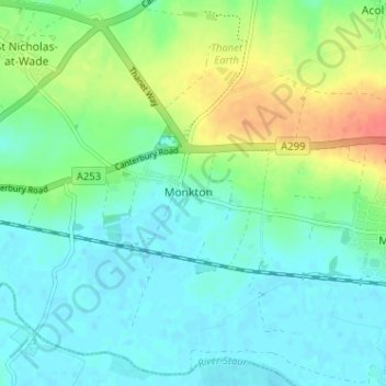 Monkton topographic map, elevation, terrain