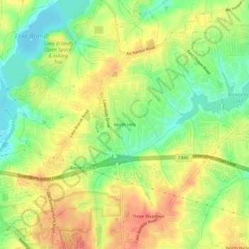 North Hills topographic map, elevation, terrain