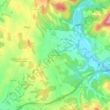 Lácar / Lakar topographic map, elevation, terrain