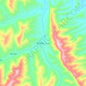 达木斯乡 topographic map, elevation, terrain