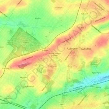 Mount Vernon Gardens topographic map, elevation, terrain