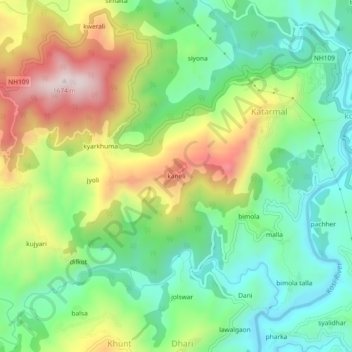 kaneli topographic map, elevation, terrain